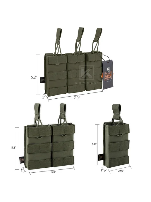 KRYDEX тактический подсумок для магазина 5.56 мм Triple MC, вариант, фото 7