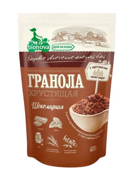 Bionova Гранола хрустящая, запеченная Шоколадная, 400г, 400 г, фото 3