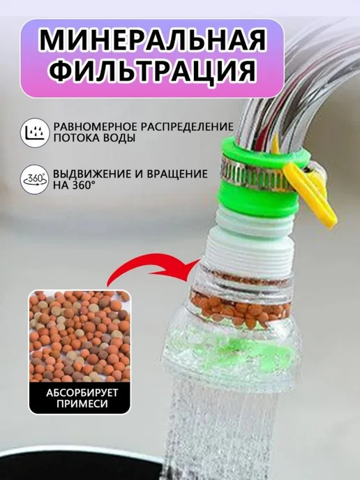 фильтр на кран для воды насадка с майфаньши, 5 штук,телескоп, вариант, фото 4