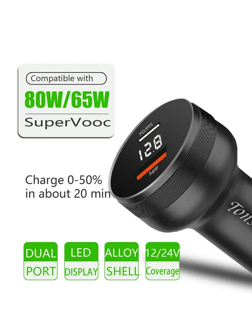 telecom-expert Автомобильное зарядное устройство Supervooc Warp 12.8A, вариант, фото 3