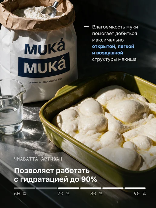 Мука пшеничная "ЧИАБАТТА АРТИЗАН" МУКАМУКА, белок 17,5, тип, вариант, фото 3
