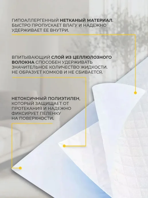 Пеленки одноразовые для собак 90х60 50шт впитывающие "Моськи, 90x60, 50 шт, фото 2