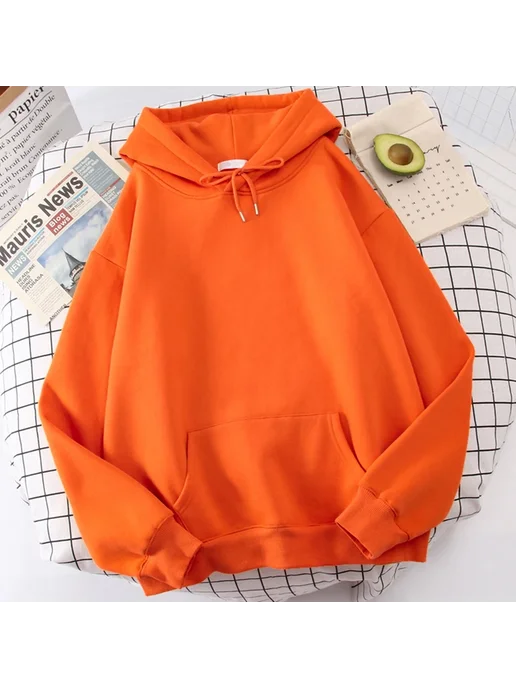 teekossc Женская толстовка осенне-зимняя свободная однотонна, розовый, фото 5