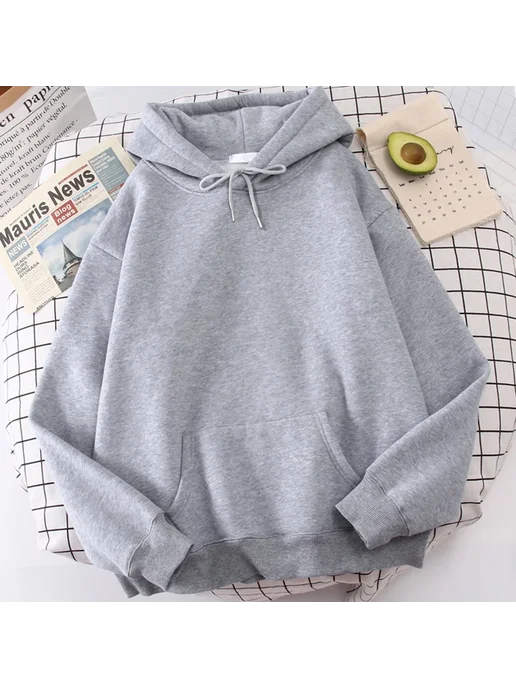 teekossc Женская толстовка осенне-зимняя свободная однотонна, розовый, фото 6