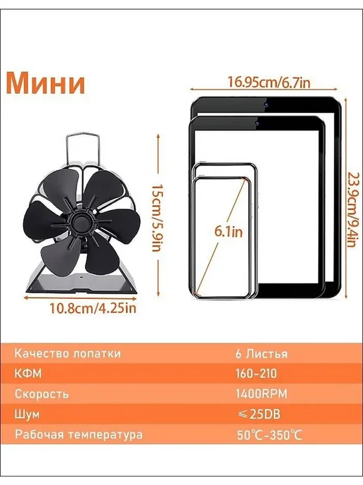 Печной вентилятор Heatal D416, 160–210 CFM, до 350 °C, вариант, фото 7