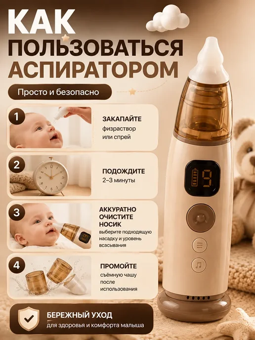 Аспиратор для новорожденных электрический соплеотсос 0+, вариант, фото 3