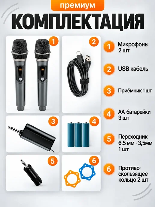 Bravix Беспроводные караоке микрофоны профессиональные 2 шт, 2 шт, фото 2