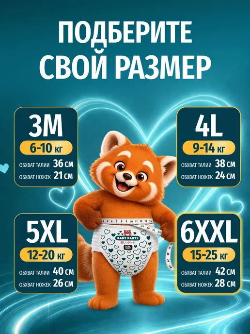 Подгузники трусики MANUreva, размер 6 XXL, 15-25 кг, 44 шт, 1525 кг, 44 шт, фото 7