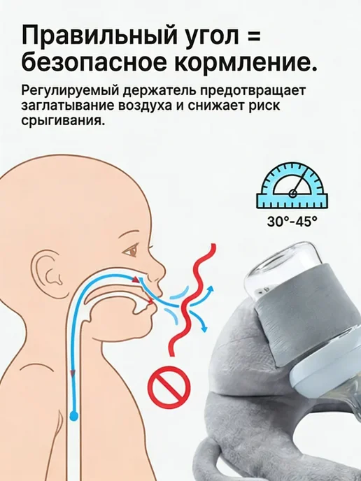 Подушка для кормления держатель бутылочки, серый, фото 5