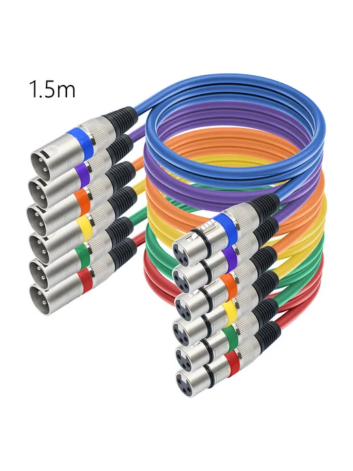 6шт XLR-кабели для микрофона разн цв 1 5м для микшера, 6 шт, 5 м, фото 3
