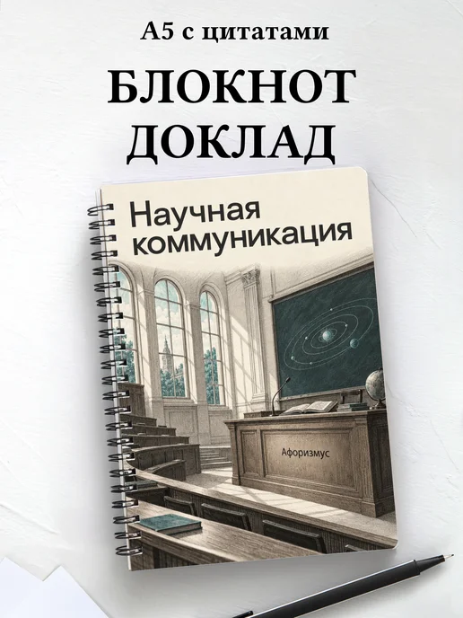 Блокнот Научная коммуникация с мотивирующими цитатами
