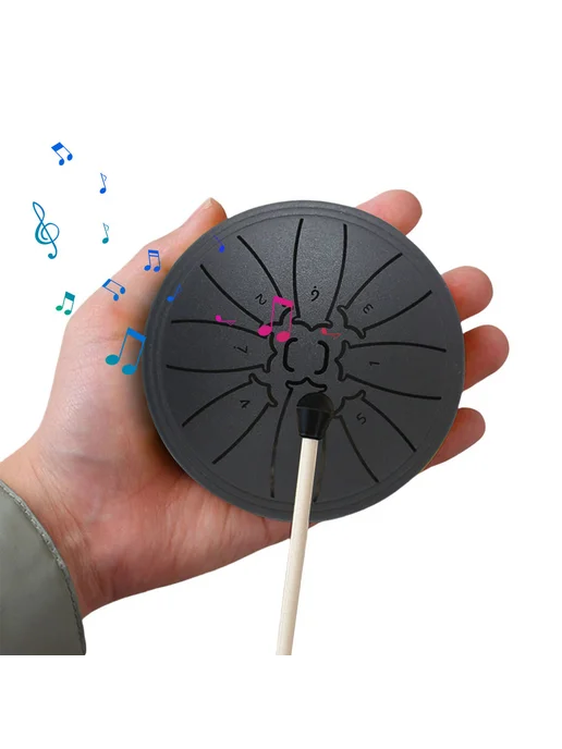 4" Steel Tongue Drum Handpan черный для медитации, перкуссия, черный, фото 3