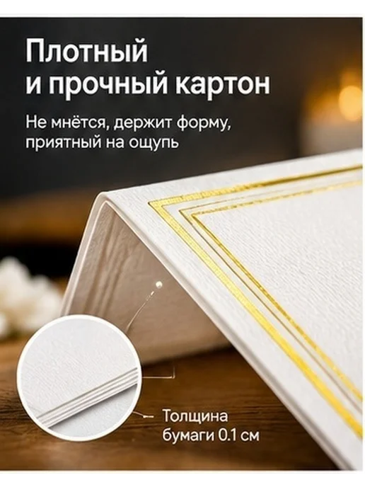 Бумажные карточки для стола с тиснением, 60 штук, вариант, фото 4