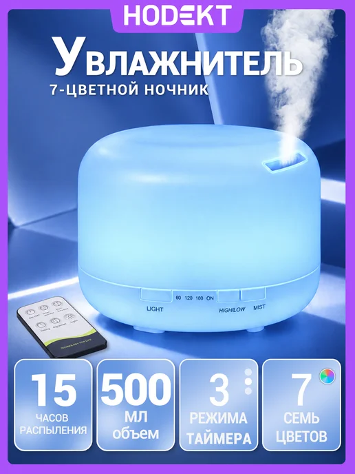 HODEKT Увлажнитель воздуха для дома бесшумный маленький на 500 мл, 500 мл
