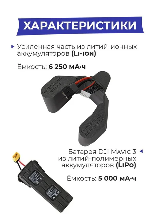 Аккумулятор DJI Mavic 3 +35% к полёту Спарка черепашка акк, вариант, фото 2