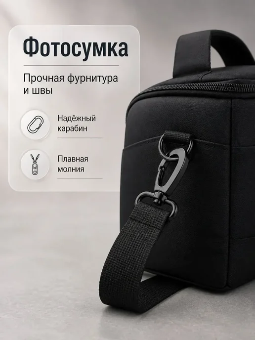 Сумка для зеркальных фотоаппаратов Кэнон Никон Сони, черный, фото 4