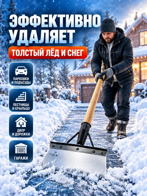 ледоруб для льда с черенком тяжелый, скребок, фото 5