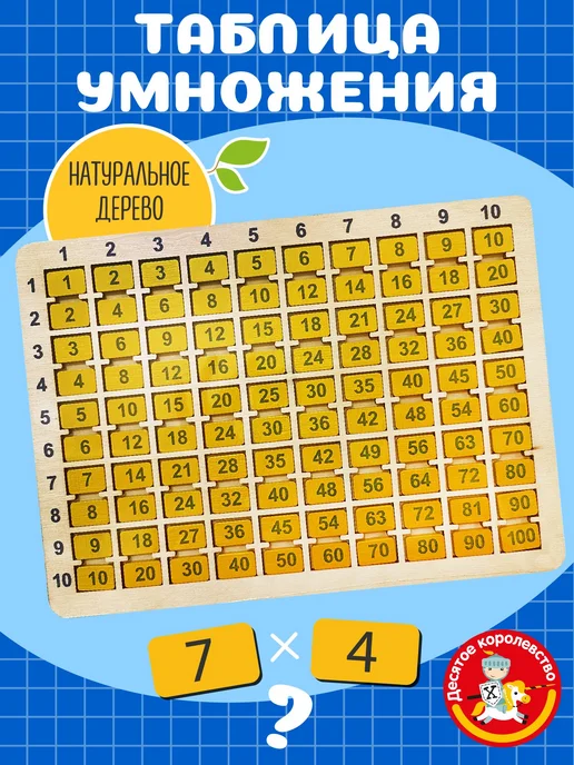 Настольная игра таблица умножения деревянная, вариант