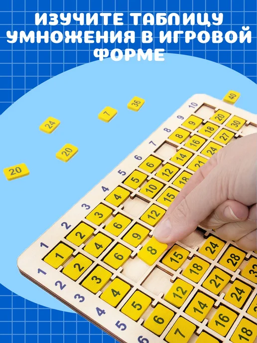 Настольная игра таблица умножения деревянная, вариант, фото 6