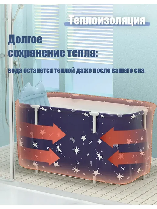 Складная ванна 140см, утолщенная, синяя, синий, фото 6