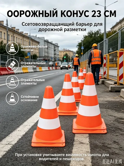 Конус дорожный 6 шт, 6 шт