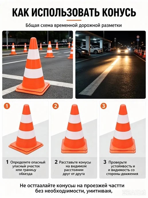 Конус дорожный 6 шт, 6 шт, фото 3