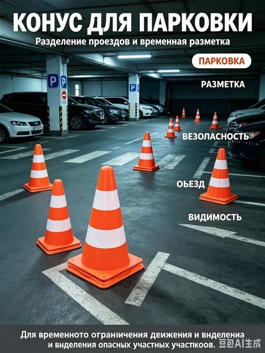 Конус дорожный 6 шт, 6 шт, фото 4