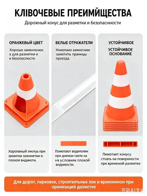 Конус дорожный 6 шт, 6 шт, фото 8