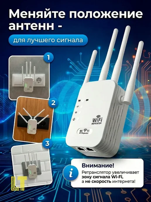 Wi-Fi репитер, сетевой адаптер, белый, белый, фото 5