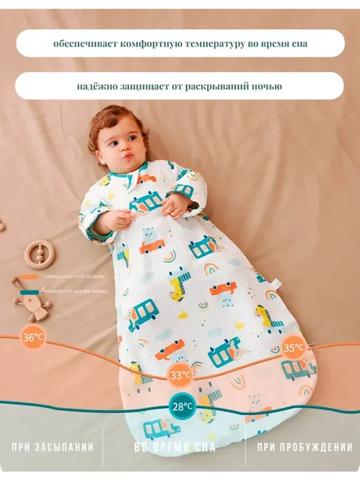 Спальный мешок для новорождённых муслиновый, вариант, фото 2