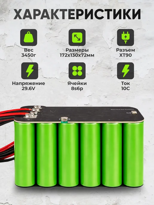 Аккумулятор для квадрокоптера FPV дрона 24000mAh 8S6P 29.6V, 24000 мАч, фото 2
