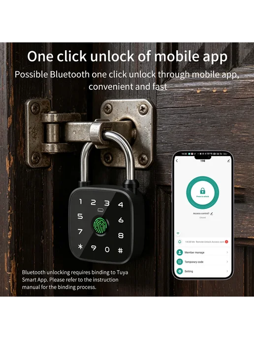 LUCKING DOOR Умный Водонепроницаемый Замок с Биометрией, зеленый, фото 5