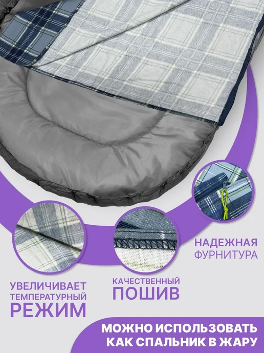 Вкладыш в спальный мешок фланелевый Smarttravel,100 хлопок, синий, фото 4