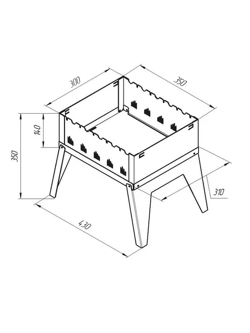 Мангал складной METOS 35х30 см, толщина 1,2 мм, 35x30 см, фото 4