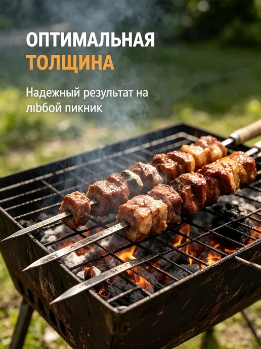 Набор шампуров с деревянными ручками, 7 шампуров для шашлыка, вариант, фото 4