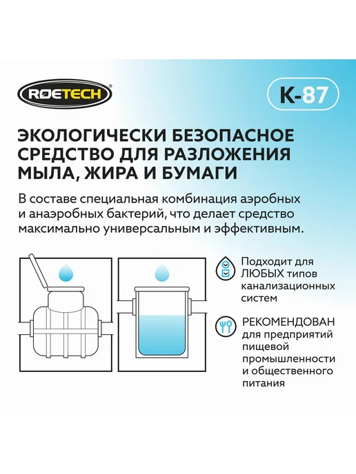 Средство для септиков Roetech K-87, расщепитель мыла и, вариант, фото 3