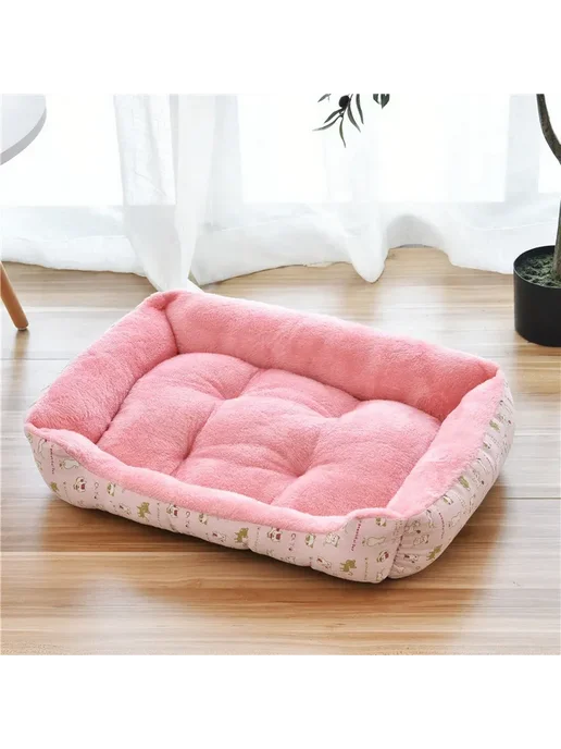 Кровать для собак из хлопка, теплый домик, карамель, розовый