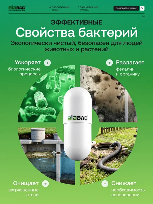 Средство для септиков и выгребных ям, в капсулах BF-S1 24, вариант, фото 3