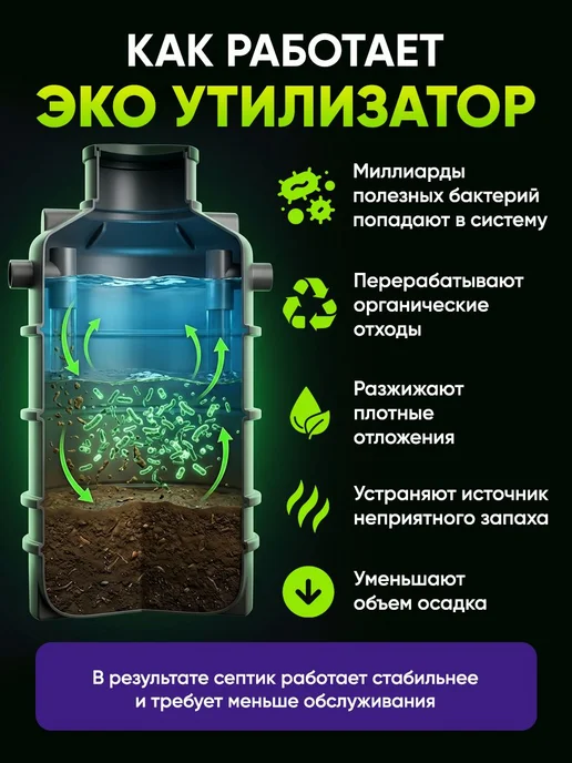Бактерии для септиков, туалетов, канализации, выгребных ям, вариант, фото 3