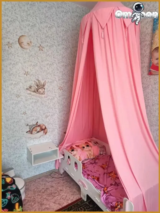 Балдахин-шатер для детской кроватки, розовый, розовый, фото 2