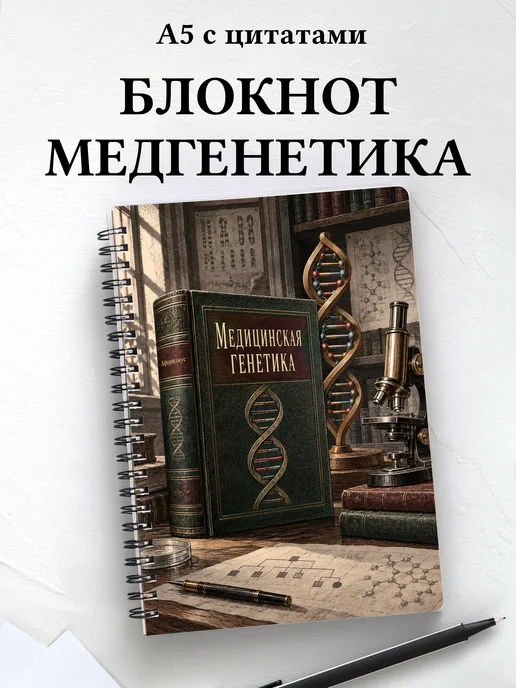 Блокнот Медицинская генетика с мотивирующими цитатами