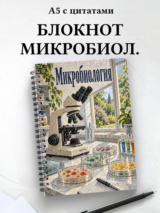 Блокнот Микробиология с мотивирующими цитатами