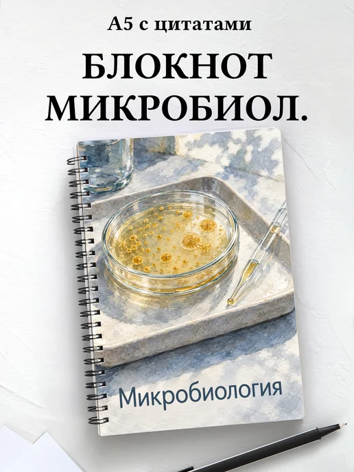 Блокнот Микробиология с мотивирующими цитатами