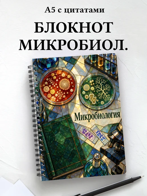 Блокнот Микробиология с мотивирующими цитатами