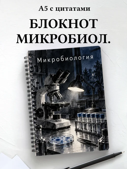 Блокнот Микробиология с мотивирующими цитатами