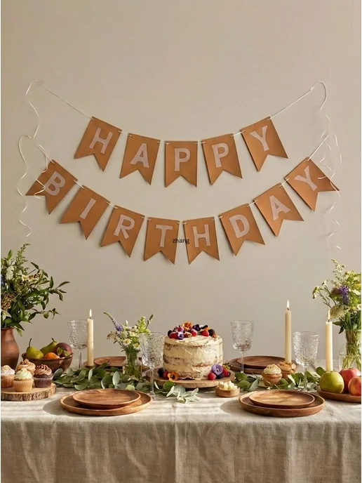 Гирлянда-растяжка Happy Birthday, картон, 200 см, 1 шт, 1 шт, фото 2