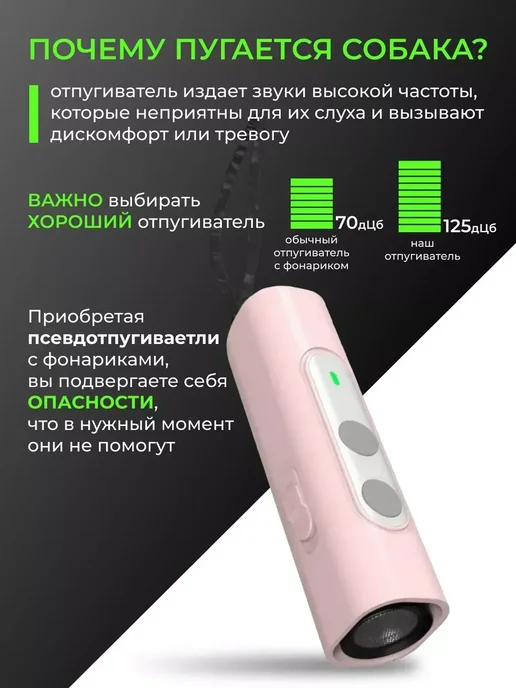 Отпугиватель собак ультразвуковой компактный, розовый, фото 3