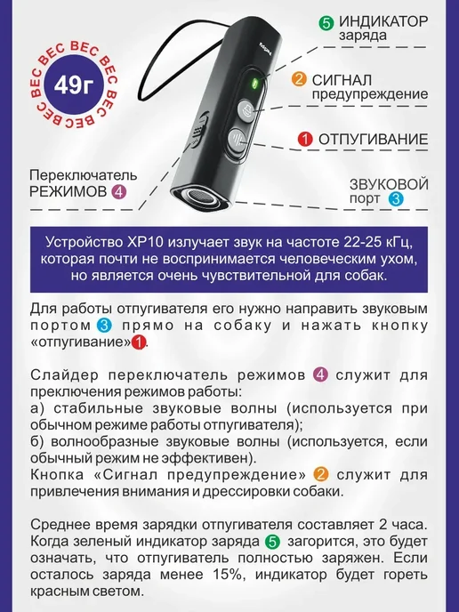 Отпугиватель собак ультразвуковой компактный, розовый, фото 8