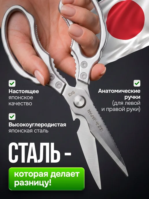 Ножницы кухонные универсальные, 23 см, серый, фото 4