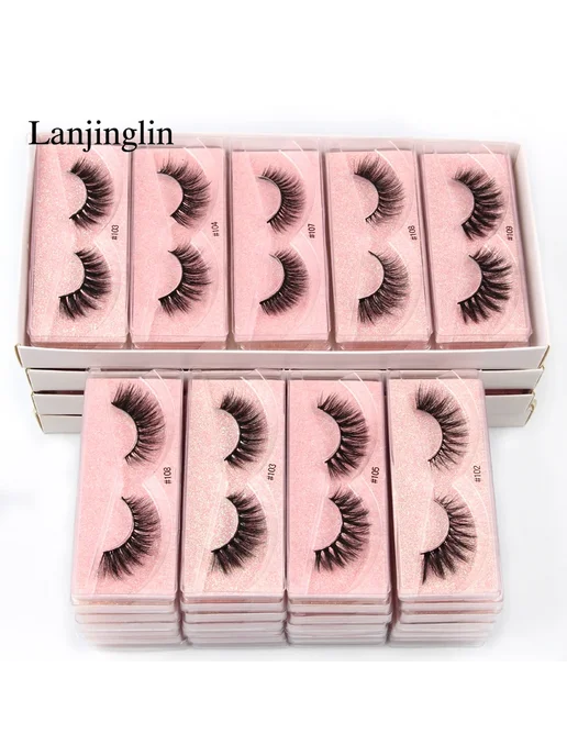 Lanjinglin Накладные ресницы 3D пушистые Mix 20 pairs, розовый, фото 2